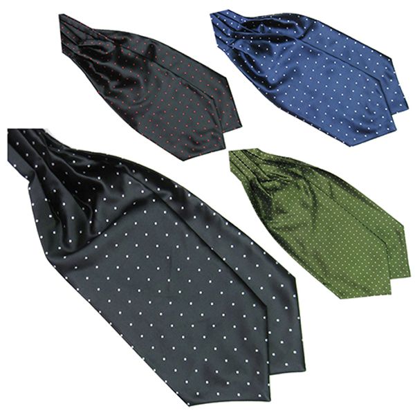 

men's fashion smooth polka dots print ascot tie neck tie silk blend cravat, Blue;purple
