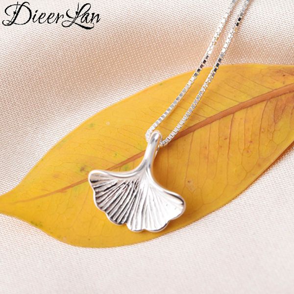 

new trendy 925 sterling silver ginkgo biloba leaf necklaces for women bridal party wedding statement jewelry kolye collares, Golden;silver
