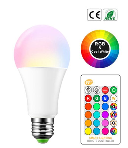 E27 B22 16 Изменение цвета RGB Волшебная светодиодная лампа 3/5 / 10W 85-265V RGB Светодиодная лампа STEGLED + ИК-пульт дистанционного управления светодиодными лампочками