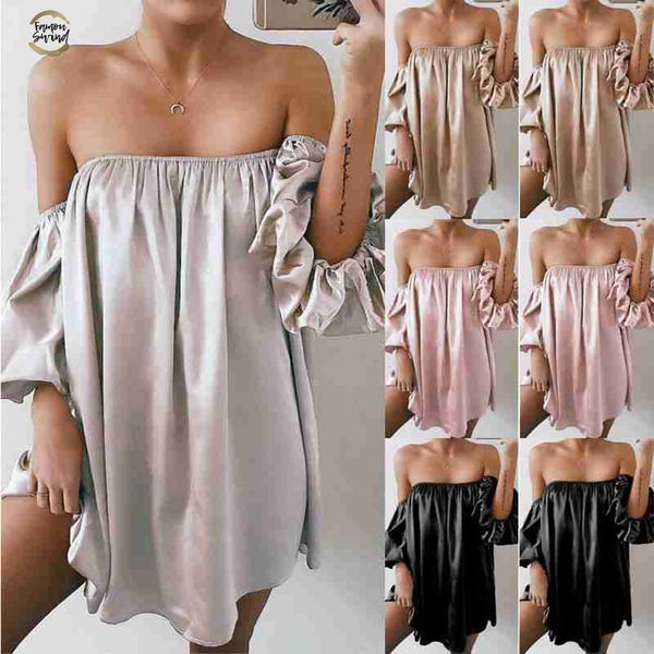 

fashion women summer casual loose short mini dress evening party strapless off shoulder dress drop shipping, Black;gray
