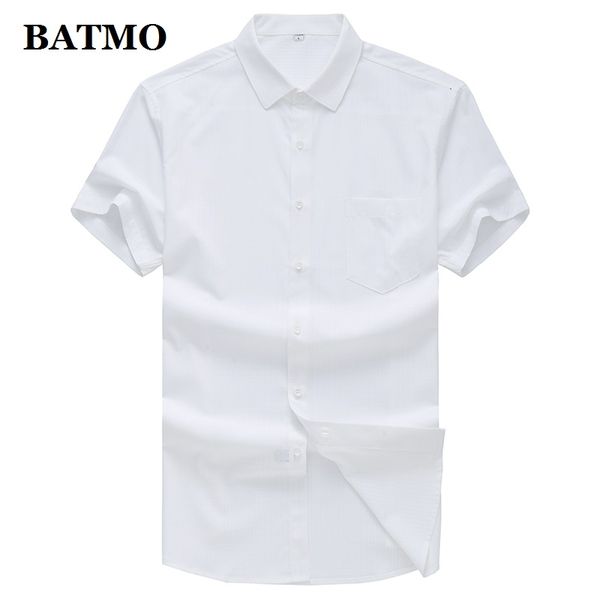 

batmo к 2020 году новые летние высокое качество 49% бамбуковое волокно рубашки мужские,мужские клетчатые рубашки,плюс размер м-xxxl cy80228, White;black