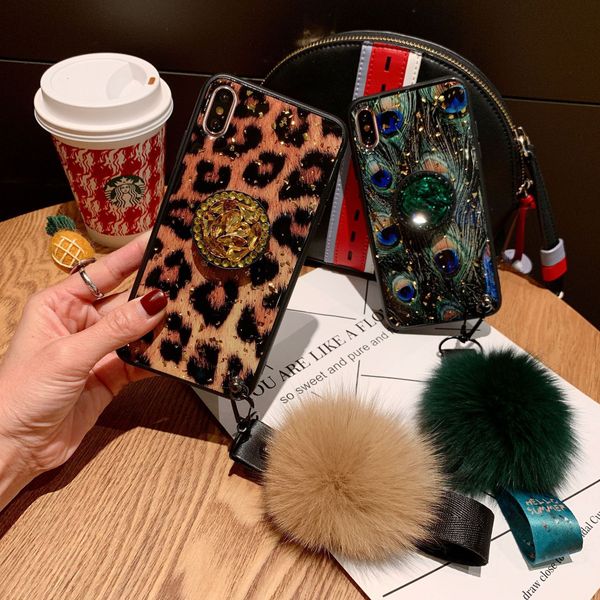 

2019 latest for iphone xs max peacock case drop glue phone case leopard print and peacock grain designer phone case
