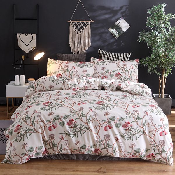 

floral fruit duvet cover set polyester bedding with pillowcases single twin  king size bed linen 3pcs