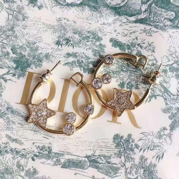 

wholesale-and american explosions five-pointed star earrings 925 sterling silver needle female earrings, Golden;silver