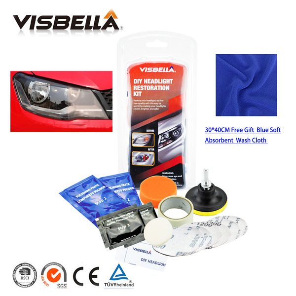 

visbella headlight restoration kit diy headlamp brightener for car auto care head lamp lense deep clean head light polish paste