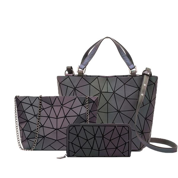 

женщины luminous геометрическая сумки три-piece set сумки плеча роскошная женщина crossbody сумка с кошелек для дам