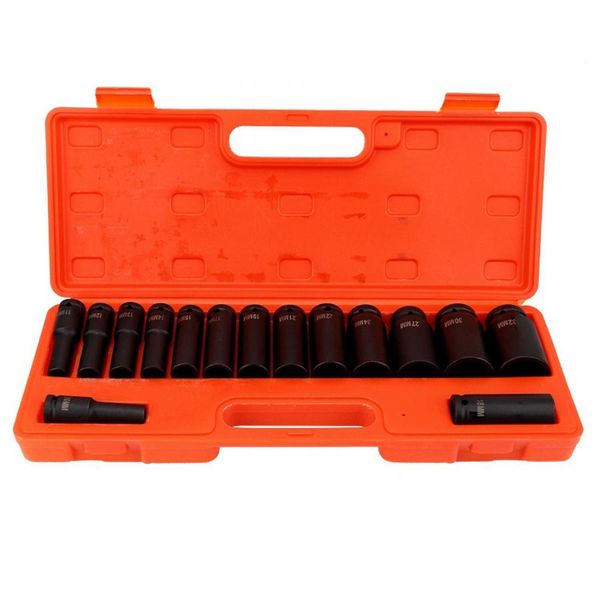 

15 pcs / set 1/2 inch deep impact socket tool set 10-32mm for garage workshop automobile car repair tool car tools