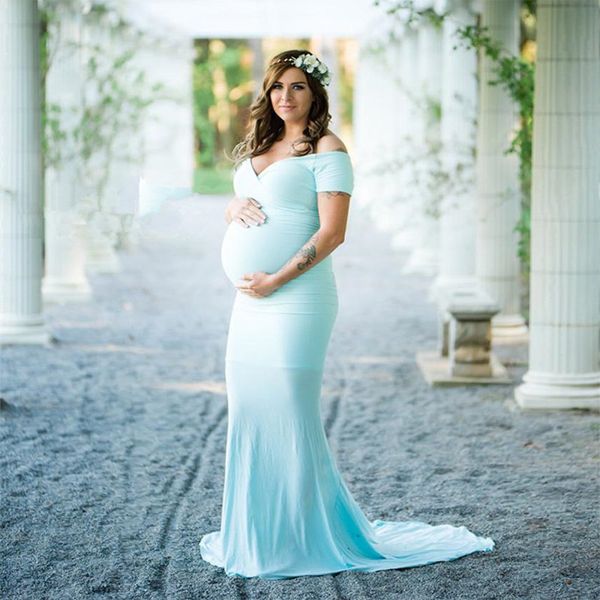 

elegence shoulderless maternity shoot dress cute pregnancy pgraphy dress for baby shower pregnant women maxi gown p prop, White