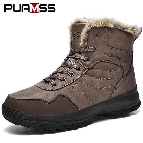 

men winter boots warm shoes 2019 new snow boots outdoor warm plush winter shoes botas de hombre men plush, Black
