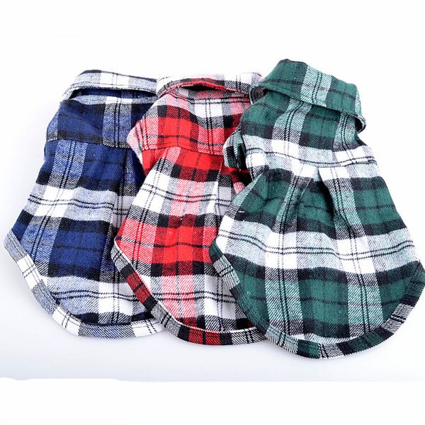 

small pet dog casual checked shirt cotton cloth handsome boy checked shirt lapel coat cat jacket costume costume