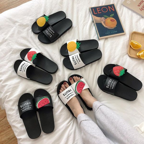 

fashion women summer slippers cute fruit indoor slides female bathroom shower slides non slip thick sole platform ladies shoes, Black