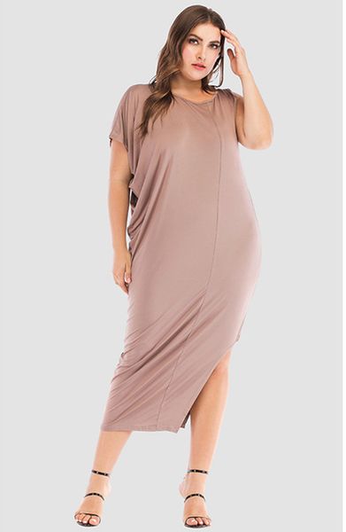 

Plus Size Summer Women Dresses O-Neck One Shoulder Long Dress Women Casual Dresses Female Clothes