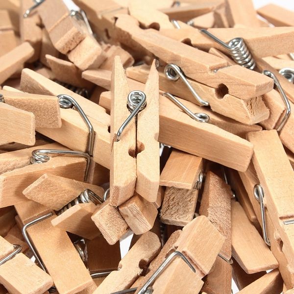 

100 pcs 3.5cm mini clamp wooden for natural paper p craft clips house decoration frames