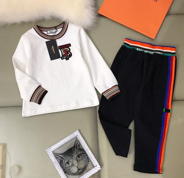 

2019 новый высококачественный детский длинный рукав из двух частей suit190816#18, White