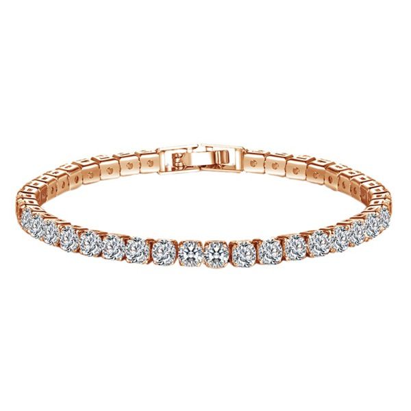 

цирконий 1 ряд теннис цепь браслет мужчин и женщин, ювелирные изделия латунь / медь материал застежка браслета ссылка ювелирных изделий, Black