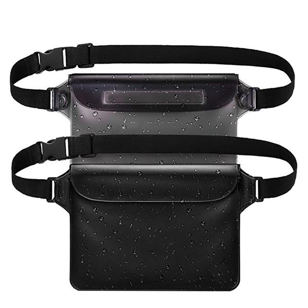 

waterproof pouch bag case with adjustable with waist strap waist bags pvc bags strap for women female ##2