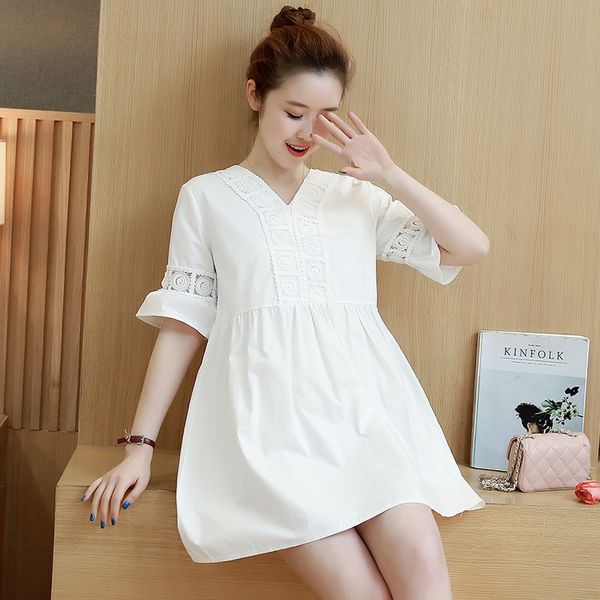 

bonjean мода v-образным вырезом рюшами рукава тонкой талии материнство рубашки лето осень одежда для беременных беременность мундир tops, White