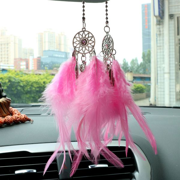 

leepee car mirror hanging pendant dream catch chimes feather decoration handmade dreamcatcher gifts car ornament car-styling