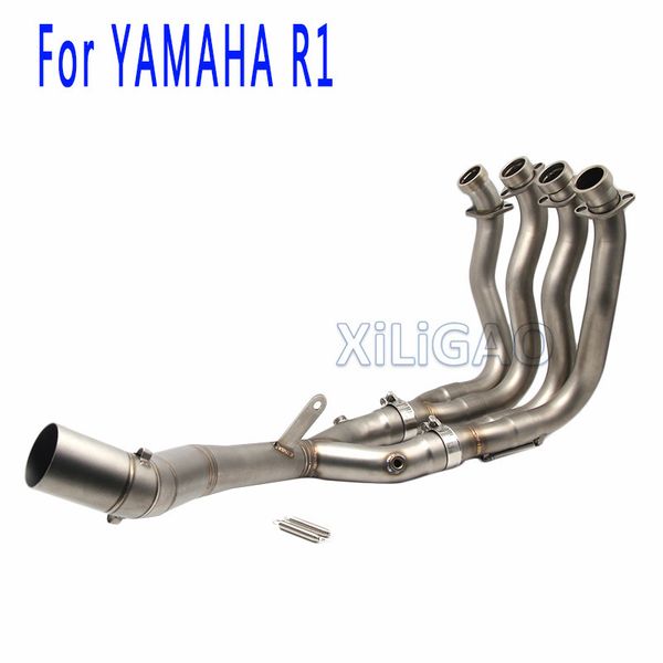 

slip-on full exhaust pipe system motorcycle muffler middle front header tube for yamaha yzf-r1 mt10 2015 2016 2017 18 2019 year
