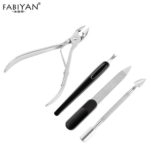 

nail art files dead skin fork remover cuticle spoon cutter pusher nipper clipper trimmer scissors manicure care tool 4pcs/set