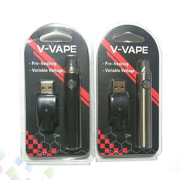 

V VAPE Battery Kit 650mAh Preheat VV Battery O Pen Bud Touch Function Variable Voltage 510 thread Ecig DHL Free
