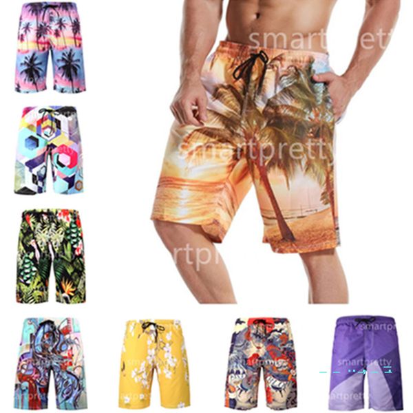 

s-6xl men's beach shorts pants floral dragon coconut palm car print summer sports shorts quick dry with mesh layer beachwear clothes ly, Black