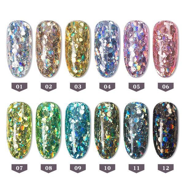 12 Boxholograhic Hexagon Nail Art Glitter Sequins Mix Size Mermaid