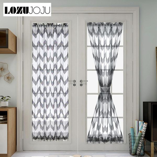 

lozujoju 1 piece door curtains rod pocket type wavy stripes jacquard home decor modern tulle design kitchen bedroom all match