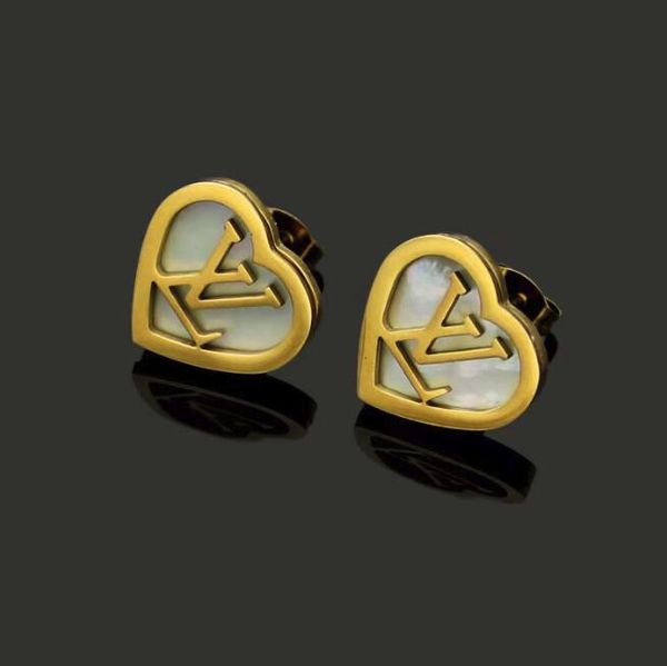 

small size gold silver rose fashion jewelry v letter simple heart-shaped earrings stainless steel hoop for women gifts, Golden;silver