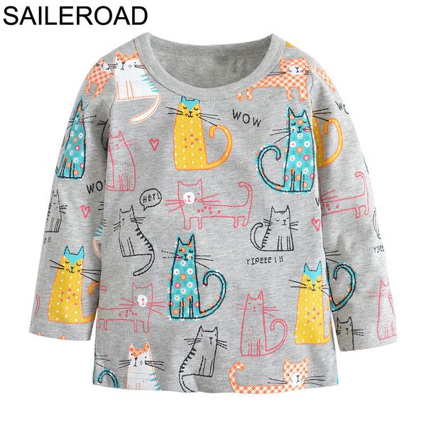 

saileroad 2-7year children kids long sleeve clothing autumn 2019 year cartoon cat girls tees clothes girls long sleeve y200704, Blue