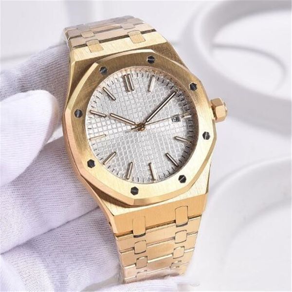 

royal oak black dial automatic mechanical transparent case back yellow gold mens watch watches 41mm wristwatches stainless steel bracklet, Slivery;brown