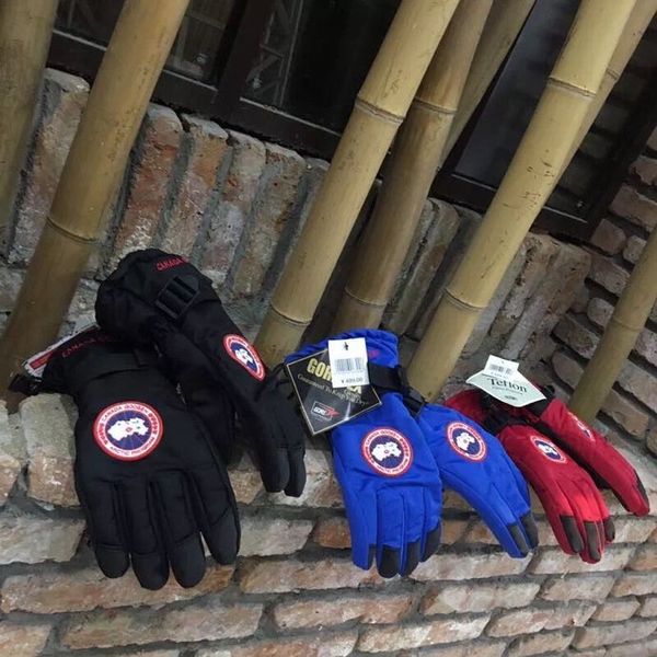 

winter canada warm waterproof windbreak skiing hiking men women driving cycling ride sport goose outdoor gloves, Black