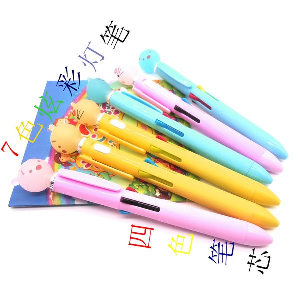 

ballpoint pen plastic 7-color gorgeous light pen advertising pen cartoon custom logo four-color ballpoint press style, Blue;orange