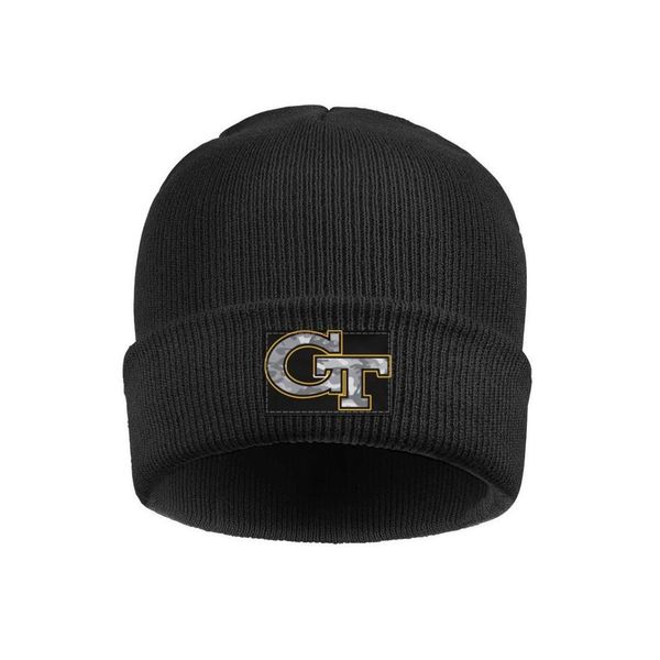 

fashion ga tech yellow jackets gray camouflage ski warm beanie skull hats dad football white logo wordmark effect flag logo football, Blue;gray