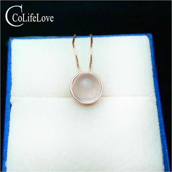 

colife jewelry fashion silver rose quartz pendant 6mm round natural rose quartz silver pendant simple gem