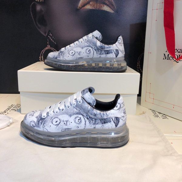 

muffin shoes's men's leather color matching casual shoes men's shoes transparent air-cushion shoes crystal thickened bottom, Black