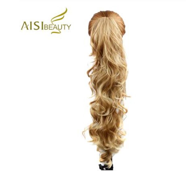 

22inches long wavy synthetic claw clip ponytail hair extensions can be curled high temperature fiber hairpieces for women, Black