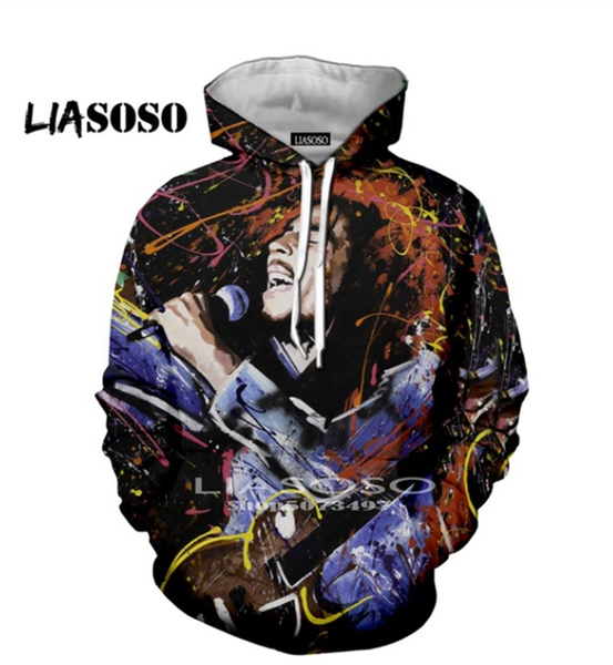 

2019 fashion hoodie 3d print men women rock sweatshirt anime bob marley streetwear hoodies harajuku clothes punk reggae long sleeve a561, Black