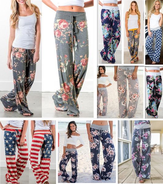 

28 цветных женщин йога фитнес широкие ноги штаны comfy повседневный pajama спортивные штаны boho багги шаровары palazzo capris леди сыпучие, Black;white