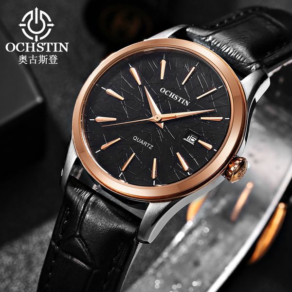 

ochstin women quartz leather watches auto date fashion casual red bracelet wristwatch lady simple wrist watch lq022a, Slivery;brown