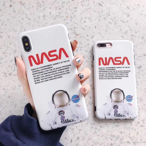 

ell nasa us street trend astronaut space soft off silicon cover for iphone 6 s 7 6s 7plus 8 8plus x xr xs white max phone case