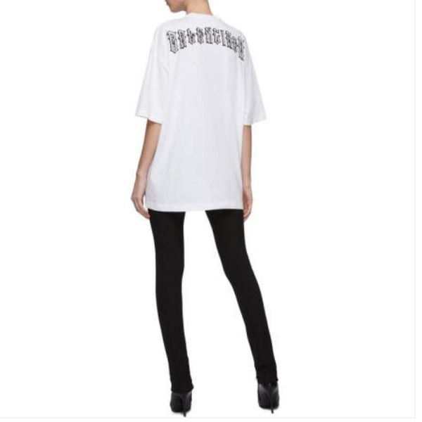 

19ss embroidered sanskrit shoulder-drop os short-sleeved t-shirt fashion loose cotton t-shirt men women couples designer shirt hfyytx015, White;black