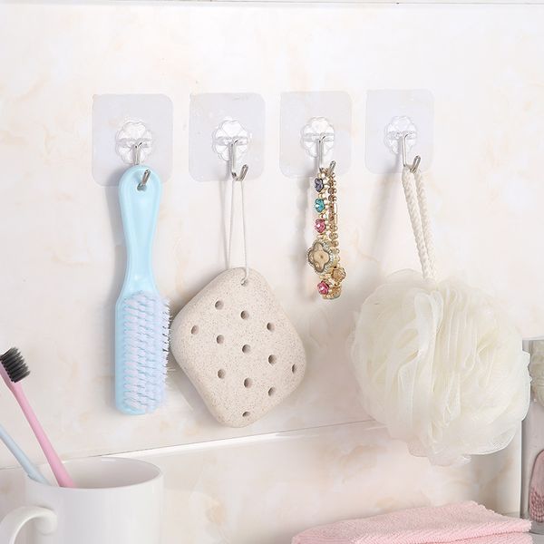 

strong transparent wall hooks kitchen holder bathroom accessories wall storage hanger multi-function hook