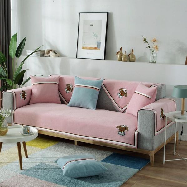 

chenille sofa cover 1pcs pet dog mat cushion slipcover solid color for living room sectional non-slip towel couch covers