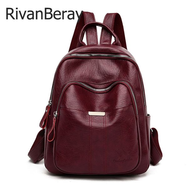 

женщины рюкзак 2020 мода мягкая кожа рюкзак многослойный карман дамы школа сумки на ремне повседневные дорожные сумки для девочек