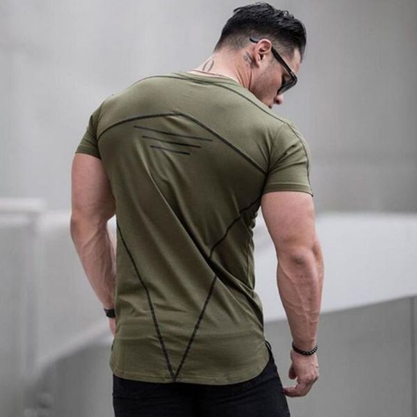 

men running skinny t shirt summer gym fitness training cotton t-shirt male crossfit bodybuilding sports tees brand clothing, Black;blue