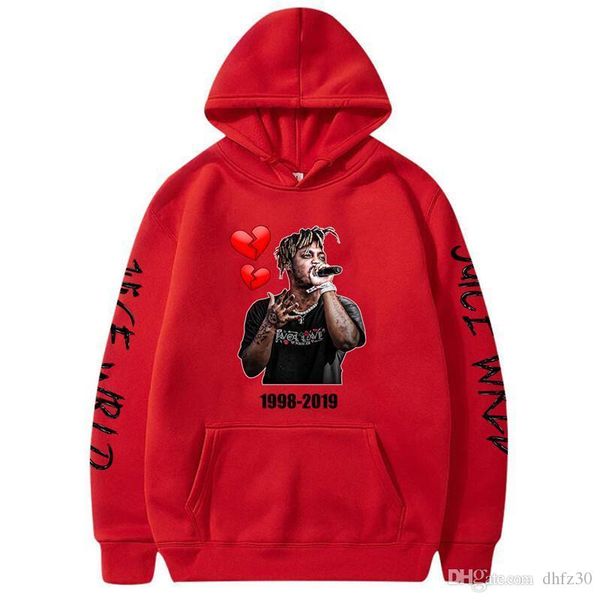 

juice wrld men designer casual hoodies fashion hip hop rapper 3d print homme pullover male clothing, Black