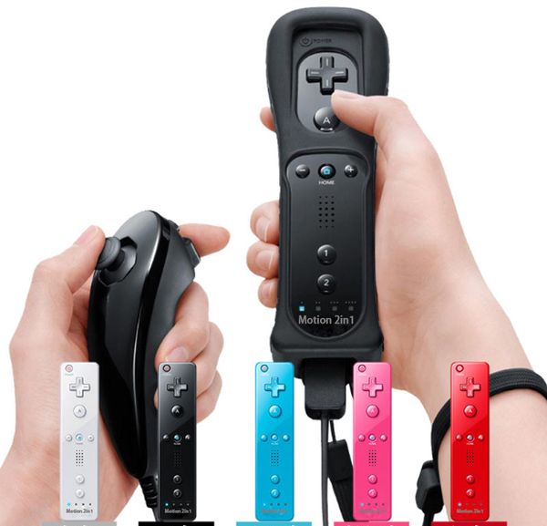 Hot Game Motion Plus Remote Nunchuk Controller Wireless Gaming Nunchuk Controller für Wii Spielekonsole mit Silikonhülle Strap MQ20