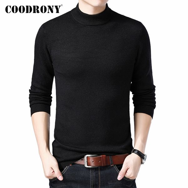 

coodrony brand turtleneck sweater men fashion casual pull homme 2019 winter thick warm sweaters soft knitwear pullover men c1014, White;black