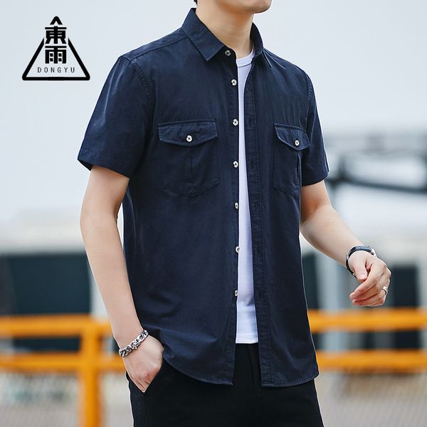 

men's casual shirts 2021 summer leisure organ pockets solid color shirt male wholesale, White;black